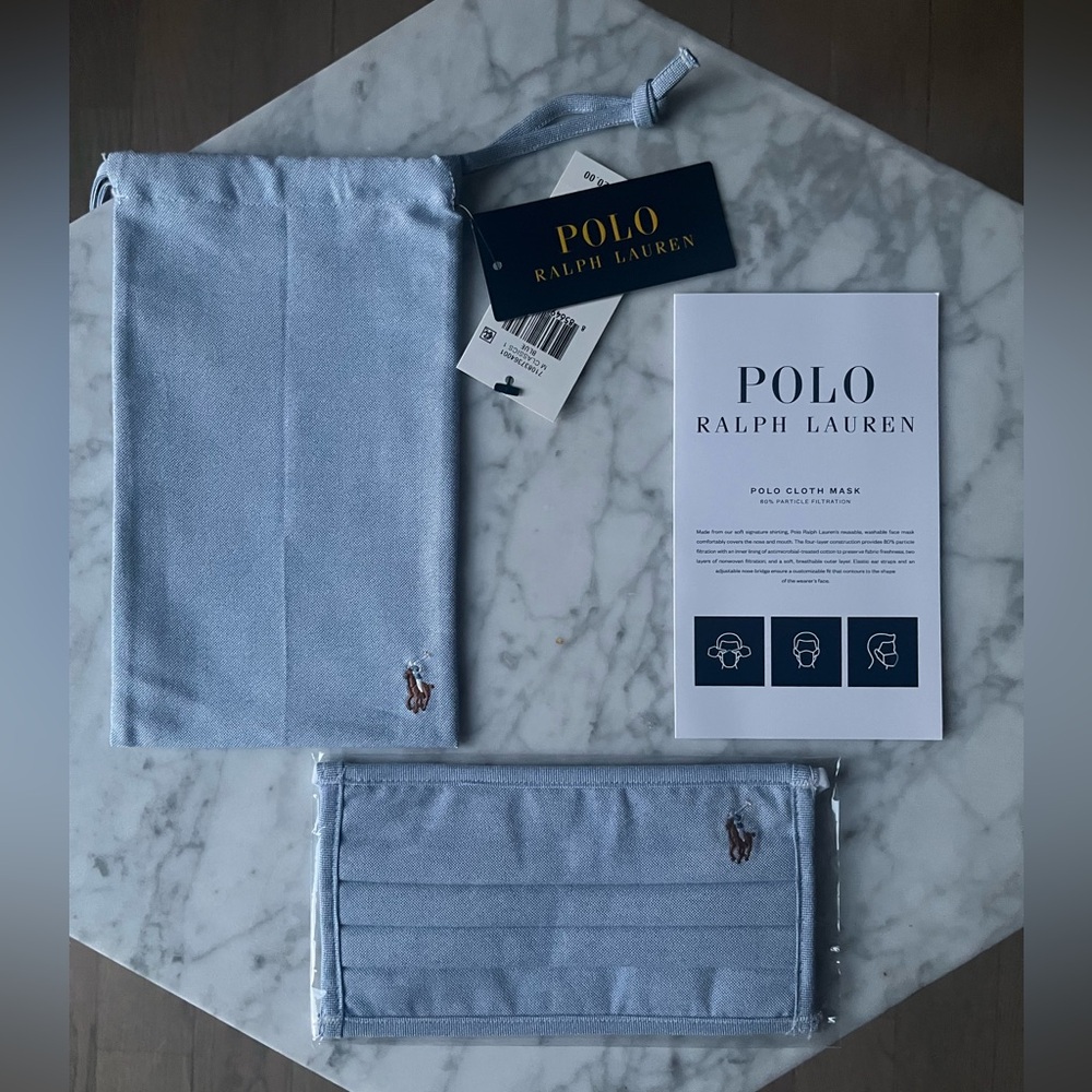 Polo Ralph Lauren Cloth Face Mask - Light Blue - NWT - Size S/M and M/L availa…